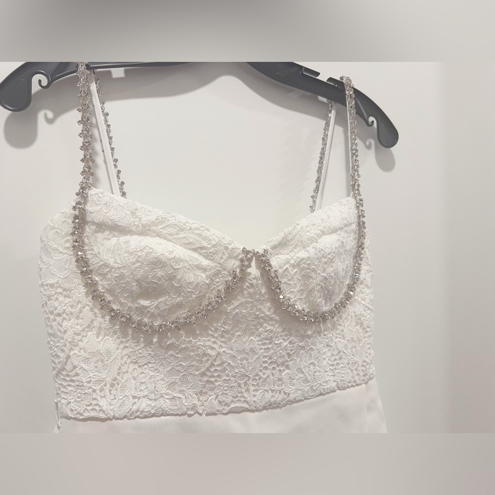 NWT US4 Self-Portrait White Lace Bodice Mini Dress - Picture 7 of 11